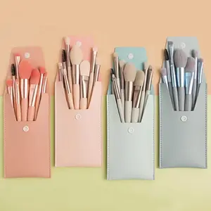 8 pcs Beginners portable small 8 beauty brush manufacturers make up mini Macaron 8 loose powder concealer brush beauty tools