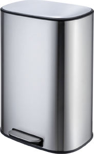 Cubo de basura con pedal de acero inoxidable de 50L, cubo de basura sin tapa, ahorro de espacio Rectangular - Product Image 2