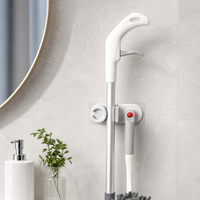 CleanHome Soporte de Pared para Escobas y Fregonas, Sin Perforaciones, Impermeable, Antideslizante, Organizador para Cocina y Baño