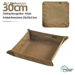 Outdoor folding storage tray thickened Oxford textile camping desktop debris tray portable printable logo storage tray - Product Image 5