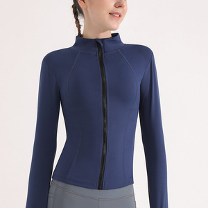 Ropa deportiva Abrigo informal Chaqueta deportiva Cremallera Entrenamiento Correr Yoga Abrigo Slim Fit Manga larga Chaqueta de pista de yoga con agujeros para los pulgares - Product Image 2