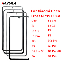 Cristal de Pantalla Frontal OCA para Xiaomi Poco C40 X6 X5 X4 X3 F5 F4 F3 F2 M5 M4 M3 Pro 5G, Panel Táctil Exterior, Repuesto de Lente
