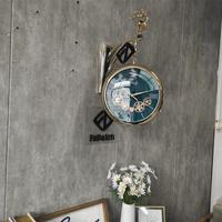 Jam dinding dua sisi 55x40cm, jam dinding dua sisi senyap mewah modis ringan untuk ruang makan