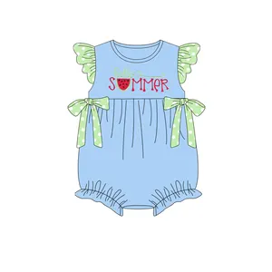 Factory Wholesale Baby Romper Custom Embroidery Frilly Bow Crawl Clothing Boutique Baby Girls Crawl Clothing