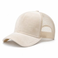 Casquette de baseball unisexe en peluche, style camionneur, crème, avec maille frontale et dos en maille, fermeture snapback, visière courbée, en suède doux, six panneaux, réglable, vente en gros