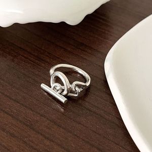 Silver Ruitai S925 Sterling Silver Anchor Shape OT Buckle Chain <b>Ring</b> For Women Korean Style <b>Open</b> <b>Ring</b> Everyday Wear - Product Image 3