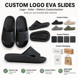 Sandales noires en EVA à soutien de la voûte plantaire, gravées pour couple, pantoufles de maison à semelle surélevée et large sangle, Chinelo Casal Preto, pour mariage, OEM - Product Image 2