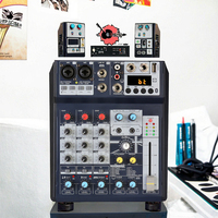 Meilleures ventes - Mini mixeur audio 4 canaux - Processeur audio PRO - Équipement pour DJ - Musique - Avec USB pour diffusion en direct