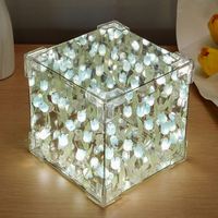 Lampe de nuit en acrylique en forme de cube de tulipe faite à la main, design contemporain, ensemble complet, respectueux de l'environnement, pour la maison, printemps, Diwali