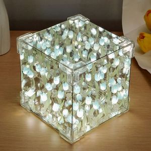 Kit Complet de Matériaux pour Veilleuse en Forme de Cube de Fleur de Tulipe Faite à la Main pour la Décoration de Chambre, Idéal pour Anniversaire de Couple, Mariage, Diwali - Product Image 5