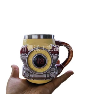 Mug 3D en acier inoxydable avec couvercle, isolation thermique, pour cadeaux, moteur V8 - Product Image 5