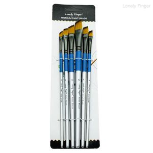 Juego de 6 Pinceles de Ángulo con Mango de <span class=keywords><strong>Madera</strong></span> para Pintura Acrílica, Óleo, Acuarela y Gouache sobre Lienzo, Hechos <span class=keywords><strong>en</strong></span> China Continental - Product Image 1