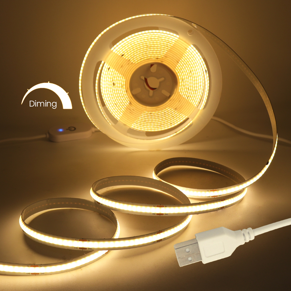 DC 5V USB COB LED Strip Lights 320LEDs/M Red/Ice Blue/Green/Pink/White Outdoor ABS Material IP Rated Flexible · image 6