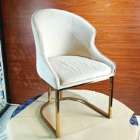 Chaise de salle à manger de luxe en velours avec dossier en forme de seau, base en acier inoxydable doré, chaise rembourrée sur mesure pour salle à manger, maison, meubles d'intérieur