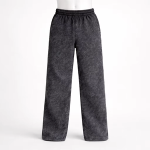 Pantalones Deportivos para Hombre con Lavado Ácido, Cintura Elástica, Pierna Ancha, Estilo Vintage, Casual, de Verano, 100% Algodón, Secado Rápido y Transpirables - Product Image 1