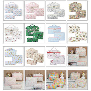Logotipo personalizado venta al por mayor lindo 3 uds bolsa de <span class=keywords><strong>maquillaje</strong></span> conjunto acolchado Floral bolsa organizadora de cosméticos <span class=keywords><strong>para</strong></span> mujeres niñas - Product Image 4