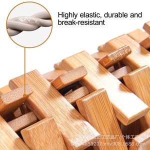 Bamboo Bathroom Non Slip Shower Mat Rectangle Foldable Woven With <b>Rubber</b> <b>Strip</b> Natural Wood Color Minimalist Design - Product Image 5