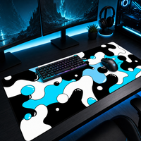 Tapis de souris et clavier de jeu rectangulaires Tigerwings XXL abstraits noir et blanc, imperméables, à transfert thermique, en caoutchouc, antidérapants, en stock