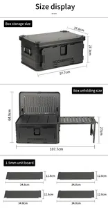 Bx1018 काले 50l फोल्डेबल बड़े एल्यूमीनियम मिश्र धातु तह डिब्बे के लिए भोजन टेबल स्टेकयोग्य भंडारण बॉक्स