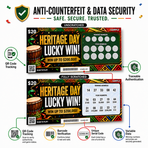Wholesale CMYK Offset Print Hot stamping Custom Africa Theme Scratch Off Lucky Instant Lottery Tickets - Product Image 2