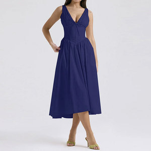Nouvelle Robe <span class=keywords><strong>Longue</strong></span> Plissée Imprimée Épaules Dénudées Sans Plis Style Vintage pour Femme Printemps 2026 - Product Image 3