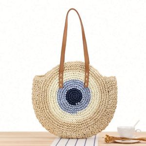 Wholesale Round Single Shoulder Paper Rope Woven <b>Bag</b> Seaside Vacation <b>Large</b> Capacity Women <b>Beach</b> Straw <b>Bag</b> - Product Image 2