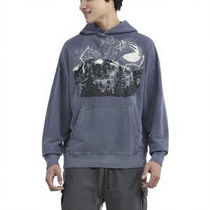 100% Cotton Acid Washed Heavyweight 450 GSM Customized Brand Logo <b>Hoodies</b> for <b>Men</b> Multi-Color Oversized Graphic Printed OEM Made - Product Image 1
