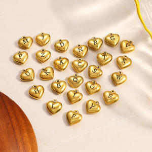 Colgante de corazón de acero inoxidable con letras del alfabeto para hacer collares, accesorios de joyería DIY, tamaño mediano, texto cóncavo impermeable - Product Image 1