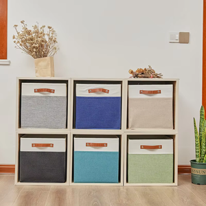 Có thể gập lại Linen hộp lưu trữ với xử lý để lưu trữ quần áo, giày dép, đồ chơi, sách và lưu trữ nhà khác - Product Image 3