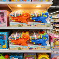 Pistolet à eau 2-en-1 d'été avec bonbons, jouet pour enfants, bonbons durs fruités, pistolet à eau réutilisable en plastique, cadeaux de fête en gros