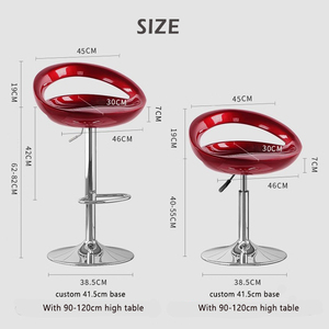 <span class=keywords><strong>Chaise</strong></span> <span class=keywords><strong>de</strong></span> <span class=keywords><strong>bar</strong></span> commerciale en plastique ABS <span class=keywords><strong>jaune</strong></span>, rouge, bleu, noir, blanc, colorée, avec base métallique et vérin à gaz pour restaurant - Product Image 4
