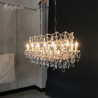 Lustre en cristal vintage Rococo bougie éclairage galvanoplastie rectangulaire décoration de mariage lumière pendentif de luxe en cristal