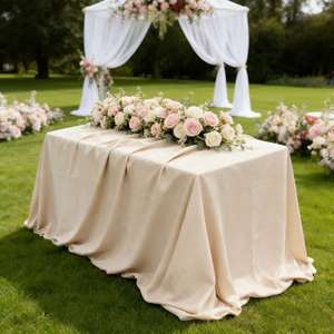 Cotton Solid Color Soft Rustic Frayed Edge Reusable Wedding <b>Party</b> Outdoor Dining Decoration <b>Tablecloth</b> - Product Image 5