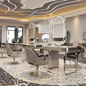 Soporte de espejo de peluquerí<span class=keywords><strong>a</strong></span> de mármol de doble cara con Gabinete integrado <span class=keywords><strong>a</strong></span> precio de fábrica - Product Image 2