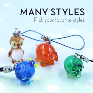 Lampwork Handmade Glass Animals Owl Cartoon Dinosaur & Teddy Bear Decorations Cellphone Hanging Charm Pendant Accessories