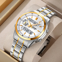 Montre numérique de luxe pour homme SKMEI 2284, sport, résistante à l'eau 3ATM, lumineuse, alarme, chronomètre, chronographe, acier inoxydable