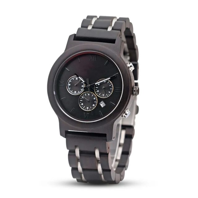 Ready to ship factory wholesale wooden stainless steel watches auto date quartz man luxury watches
