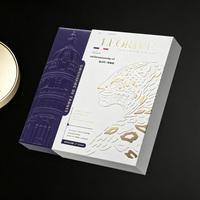 Coffret Cadeau de Luxe à Tiroir Coulissant pour Cosmétiques, Boîte Rigide Blanche avec Étui Extérieur Violet, Motif Léopard Doré en Relief, Personnalisation UV, Vente en Gros