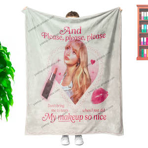 Bon prix impression personnalisée de haute qualité Sabrina charpentier Merch flanelle polaire tissé jeter couverture personnalisé Fans cadeaux - Product Image 5