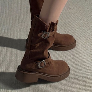 Nouvelles Bottines d'été et d'automne à talon carré, bout fermé et dessus rond, style rétro occidental, superposées, élégantes et polyvalentes, style populaire - Product Image 6