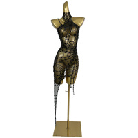 Robe de soirée cocktail sexy en maille transparente avec strass pour femme, fente haute, robe moulante pour soirée en boîte de nuit, costumes de danse pour DJ