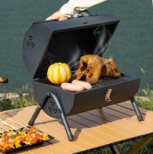 Grande Barbecue à Charbon d'Bois Pliable Double Face pour Extérieur avec Cheminée et Thermomètre pour Griller le Bacon - Product Image 5