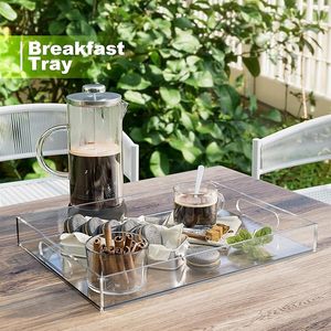 <span class=keywords><strong>Plateau</strong></span> <span class=keywords><strong>de</strong></span> service décoratif en acrylique transparent 12x16 pouces pour apéritifs, petit-déjeuner, collations, idéal pour les fêtes, lot <span class=keywords><strong>de</strong></span> 2 - Product Image 4