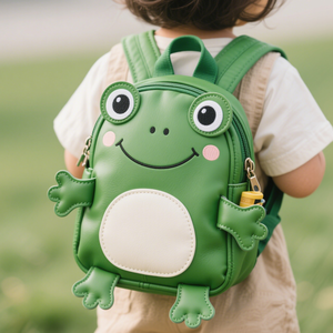 Fabbrica personalizzata Unisex ragazzi ragazze <span class=keywords><strong>verde</strong></span> cartone animato rana vegana pelle Mini borsa bambini <span class=keywords><strong>zaino</strong></span> per bambini per studio scolastico - Product Image 3