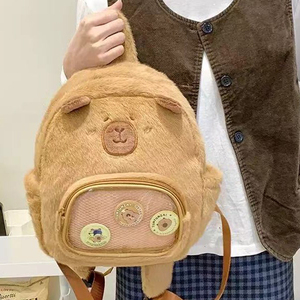 กระเป๋าเป้สะพายหลังลายการ์ตูนตุ๊กตาสัตว์ยัดนุ่นมีซิปสำหรับเด็กผู้หญิงกระเป๋าสะพายไหล่สำหรับเด็กกระเป๋าแมสเซนเจอร์กระเป๋าเป้สะพายหลังผ้ากำมะหยี่ - Product Image 5