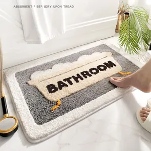 Non Slip Toilet Floor Shaggy Bath Mat For Bathroom Rug Microfiber Water Absorbent Bath Mat