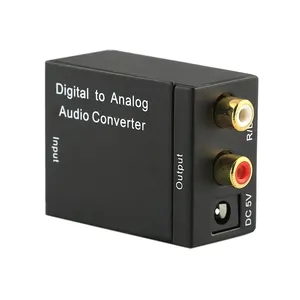 Adaptador de convertidor de Audio Digital óptico Coaxial a analógico, RCA L/R, con Cable óptico Toslink de 1m y Cable de alimentación USB