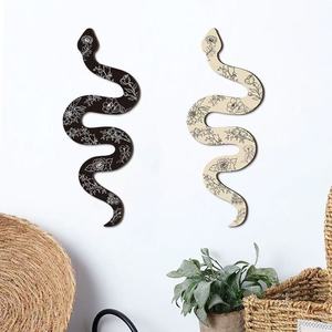 Decoración de Pared con Diseño de Serpiente, Estilo Bohemio, Patrón de Plantas, Color Negro Natural de Madera, Forma Irregular, Pieza Única - Product Image 2