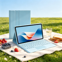 Étui clavier détachable bleu avec pavé tactile pour iPad 10.9 2022, housse en cuir PU avec support pour stylet
