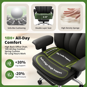 Chaise de <span class=keywords><strong>bureau</strong></span> exécutive ergonomique en cuir PU noir de qualité supérieure, chaise de patron inclinable en cuir avec support lombaire pneumatique, chaise de <span class=keywords><strong>bureau</strong></span> - Product Image 3